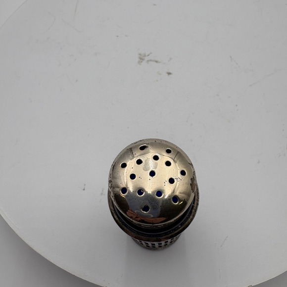 Vintage Cobalt Blue Glass Salt Pepper Shakers Ornate Silver Plate Holders Japan - Picture 3 of 7